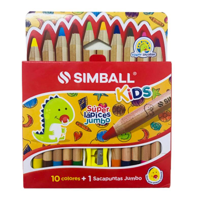 Lpices De Colores Simball Kids Jumbo + 1 Sacapuntas (x10)