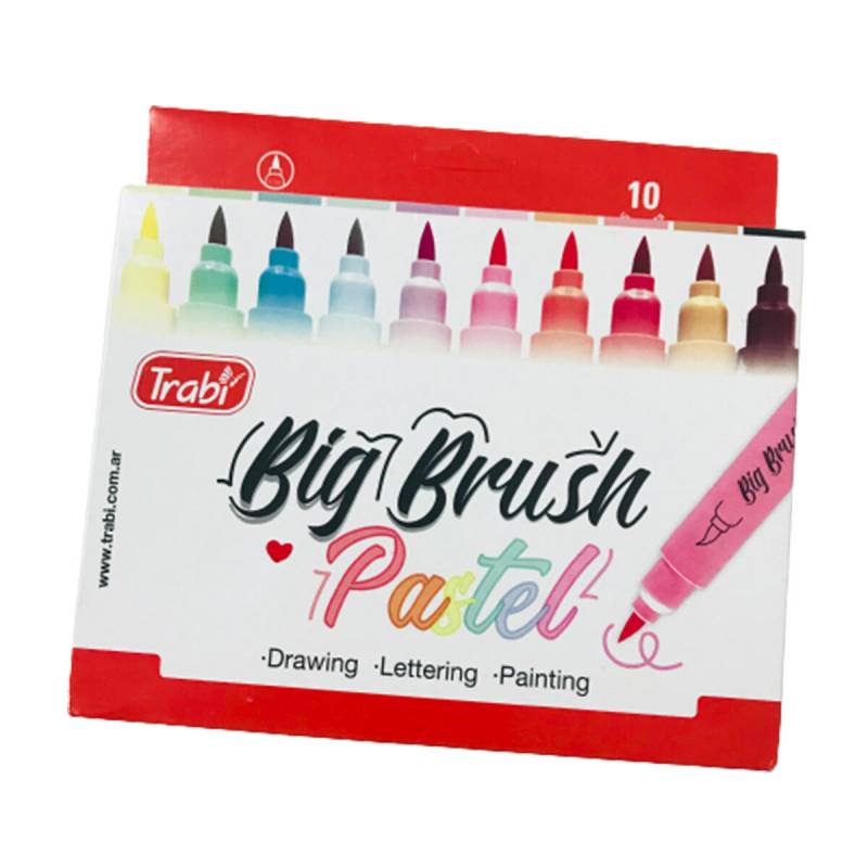 Marcadores Trabi Big Brush Pastel Punta Pincel (x10)