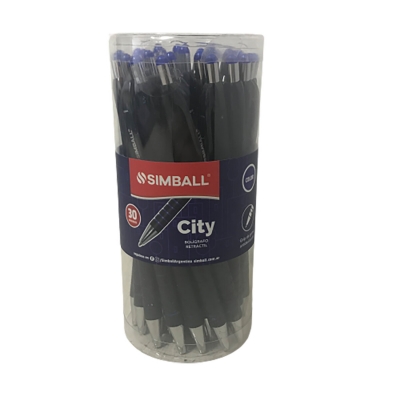 Bolgrafo Simball City 1mm Retrctil Azul (x30)
