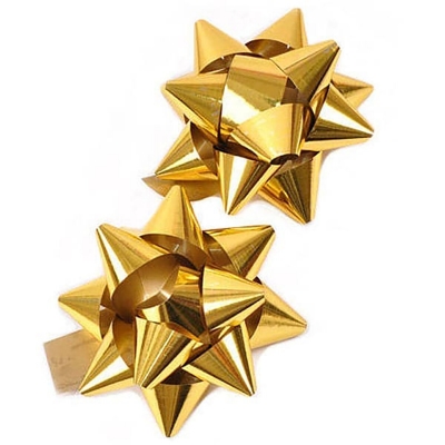 Moños Estrella Dorado O Plateado N°2 C/ Adhesivo (paq X50)
