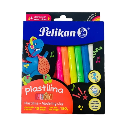 Plastilina Pelikan En Barra De 18 Grs Colores + Neón (x10)