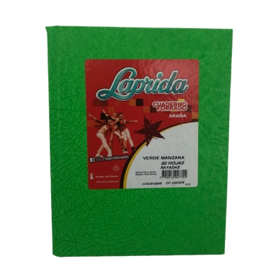 Cuaderno 16x21 Laprida Rayado Verde C. Araña (50 Hojas)