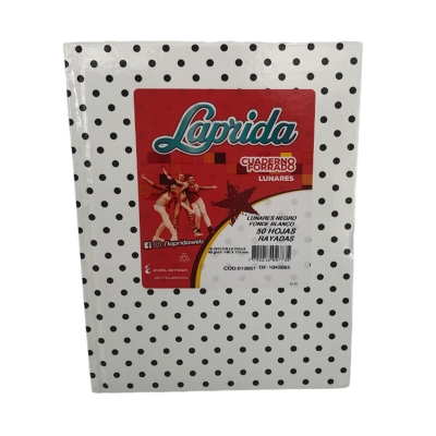 Cuaderno 16x21 Laprida Rayado Blanco Lunares (50 Hojas)