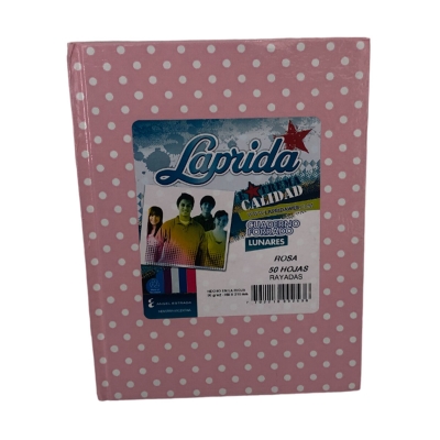 Cuaderno 16x21 Laprida Rayado Rosa Lunares (50 Hojas)