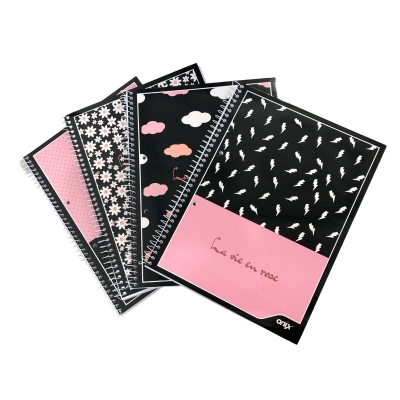 10 Cuadernos A4 Rayado Tapa Flexible Black & Pink (80 Hojas)