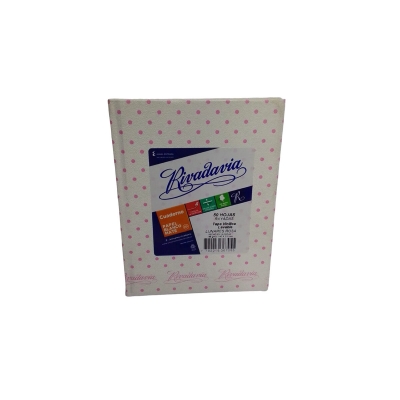 Cuaderno 16x21 Rivadavia Rayado Blanco Lunares Rosa (50 Hojas)