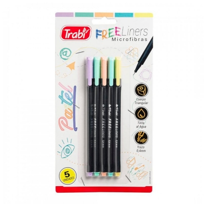 Microfibra Trabi Free Liners Pastel Blister X 5 Colores