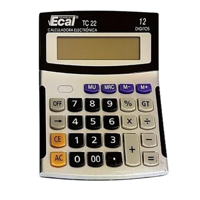 Calculadora Ecal Tc22 12 Dígitos Gran Visor On/off Auto %